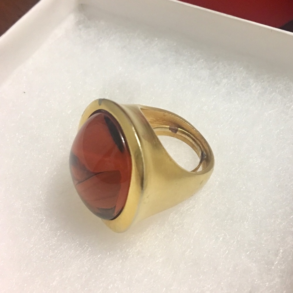 Kenneth Jay Lane Cocktail Ring -Orange/Satin Gold✨